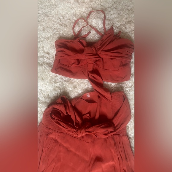 Free People One Tie Front Palermo Set Wide Leg Pants Front Bow Cropped Top Sz S - Picture 5 of 7